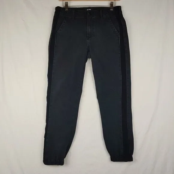 Paige Mayslie Jogger Womens 27* Faded Black Velvet Inset Side Seam Tuxedo Stripe - Picture 1 of 14